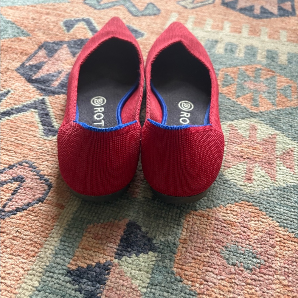 Rothy's Red Pointed-Toe Flats Elegant Loafers - Picture 3 of 4